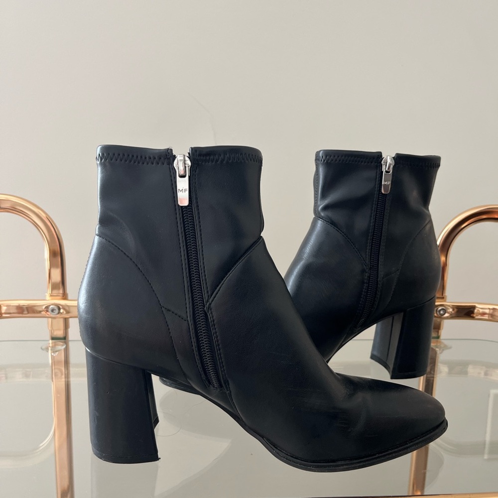 Marc Fisher Black Leather Ankle Booties with Side Zip